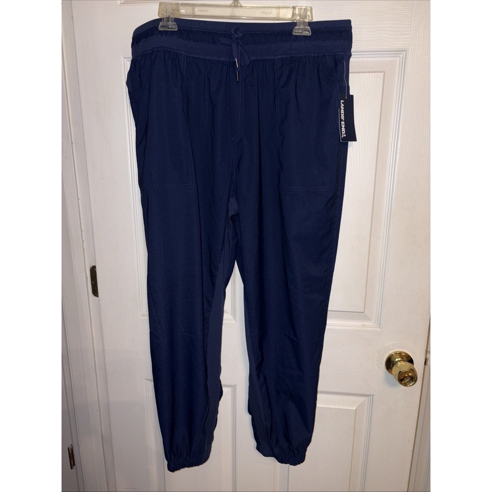 NWT $65 Lands' End Women's XL Medieval Blue Jogger Pants Lightweight Drawstring